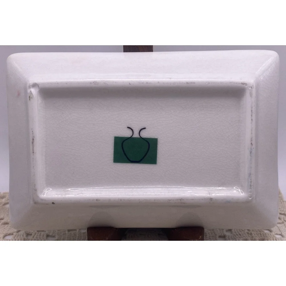 Vintage Hand Painted Hydrangea Trinket Catchall Crazing Soap Dish Small Tray